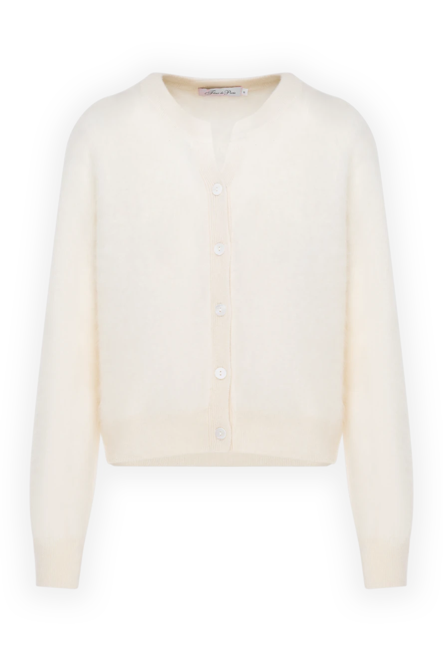 Fleur de Paris White cardigan for women made of cashmere - 100% cashmere. Closure: buttons. Country of manufacture: Italy. Care: specialized cleaning - photo 1