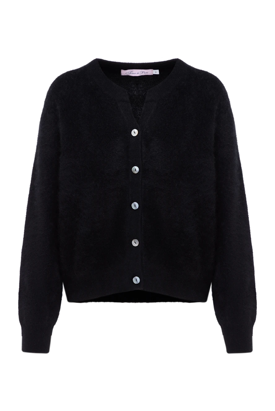 Fleur de Paris Black cashmere cardigan for women - 100% cashmere. Closure: buttons. Country of manufacture: Italy. Care: specialized cleaning - photo 1