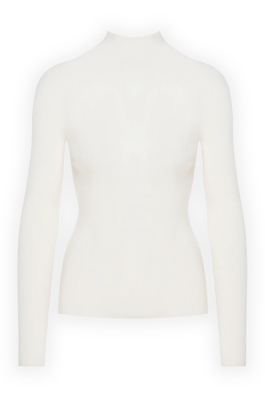 Fleur de Paris Women's white woolen jumper - 100% wool. Country of manufacture: Italy. Care: specialized cleaning - photo 1