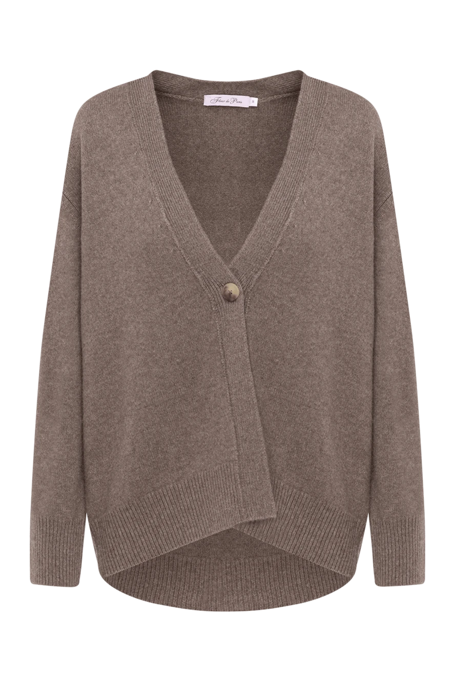 Fleur de Paris Brown cashmere cardigan for women - 100% cashmere. Closure: buttons. Country of manufacture: Italy. Care: specialized cleaning - photo 1