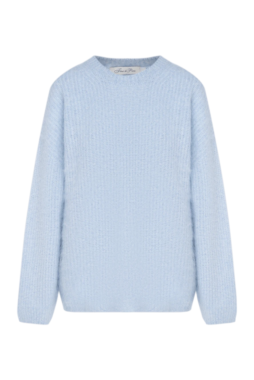 Fleur de Paris Blue cashmere jumper for women - 100% cashmere. Country of manufacture: Italy. Care: specialized cleaning - photo 1