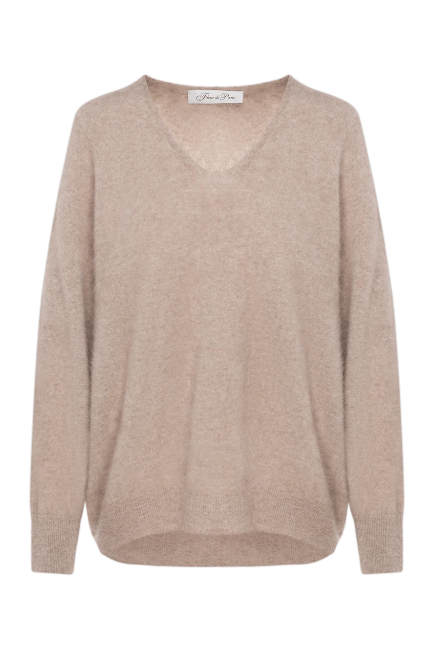 Fleur de Paris Brown cashmere V-neck jumper - 95% cashmere, 5% viscose. Country of manufacture: Italy. Care: specialized cleaning - photo 1