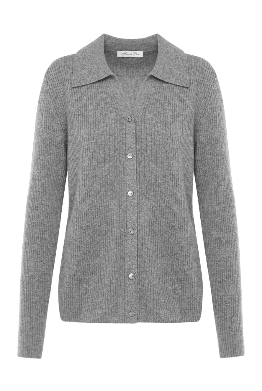 Fleur de Paris Gray cashmere ribbed sweater - 96% cashmere, 4% wool. Closure: buttons. Country of manufacture: Italy. Care: specialized cleaning - photo 1