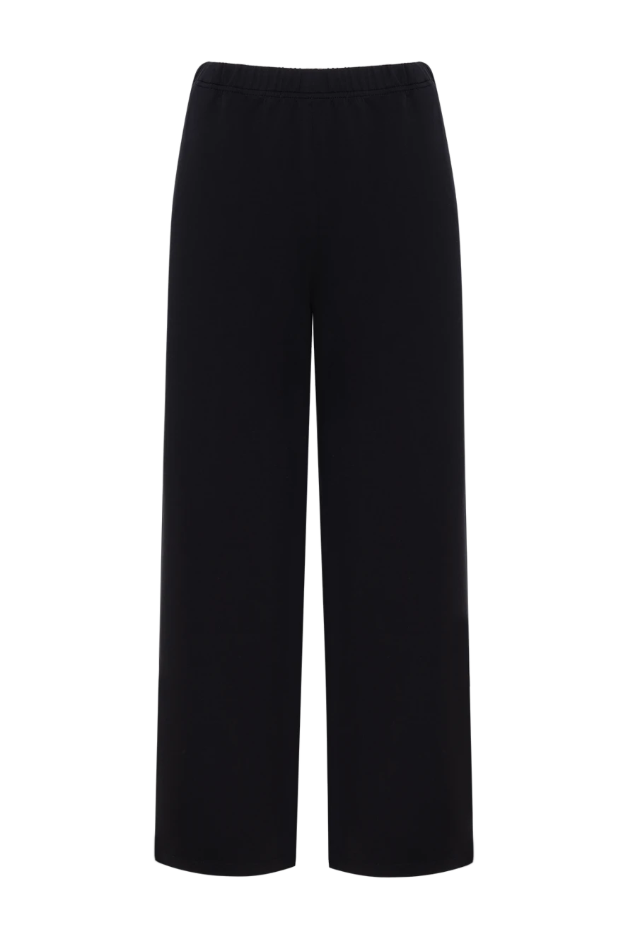 Fleur de Paris Women's wide black pants - 51% polyester, 39% modal, 10% spandex. Closure: elastic. two front pockets. Country of manufacture: Italy. Care: specialized cleaning - photo 1