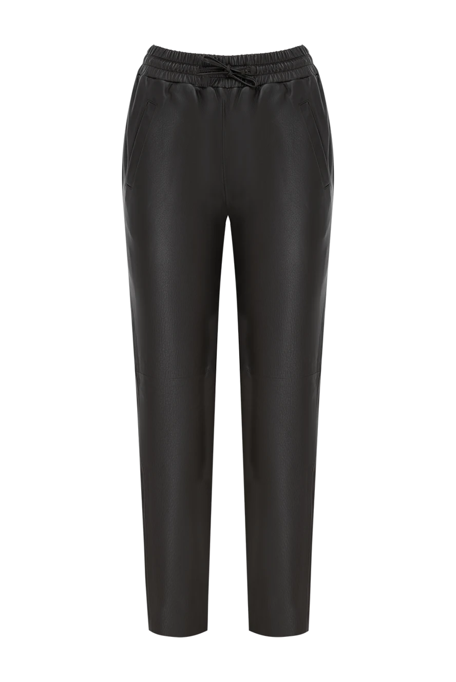 Max&Moi Leather pants for women black - 100% genuine leather. Closure: drawstring. two front pockets, two back pockets. Country of manufacture: Italy. Care: specialized cleaning - photo 1