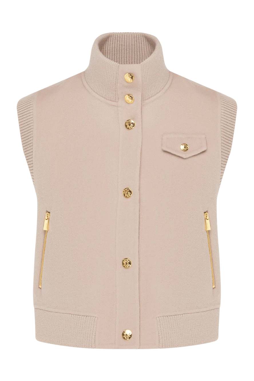 Max&Moi Women's woolen beige vest - golden buttons. 100% wool. buttons, zippers. two side pockets, one chest pocket. Country of manufacture: Italy. Care: specialized cleaning - photo 1