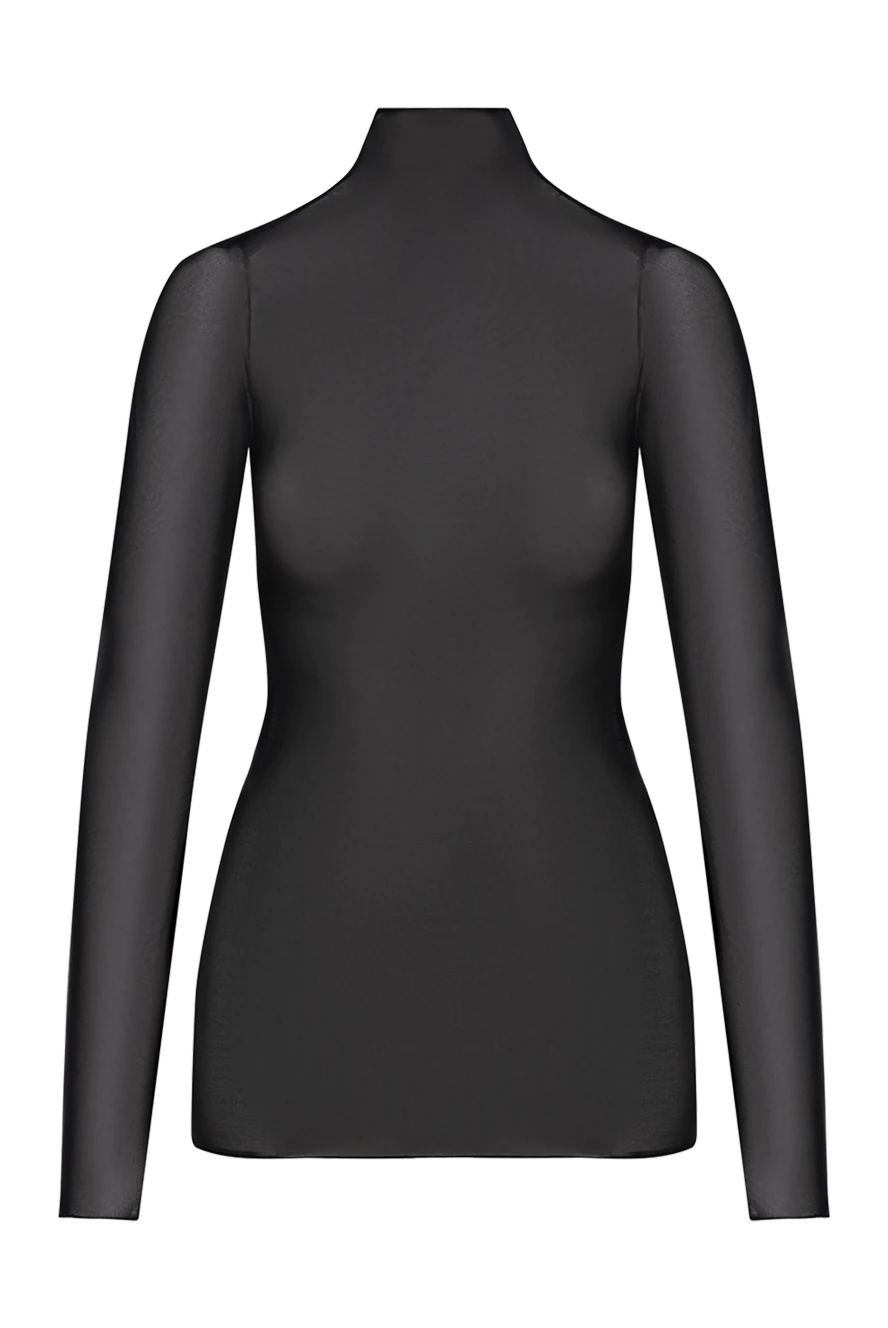 Alex Riviere Top black Paris with collar - 94% polyester, 6% elastane. Country of manufacture: Italy. Care: specialized cleaning - photo 1