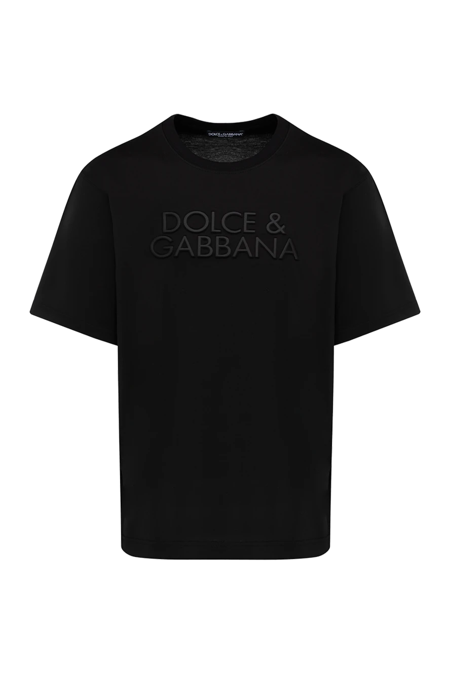 Dolce & Gabbana Черная хлопковая футболка с логотипом мужская - логотип бренда. 100% хлопок. Страна производитель: Италия. Уход: специализированная чистка - фото 1