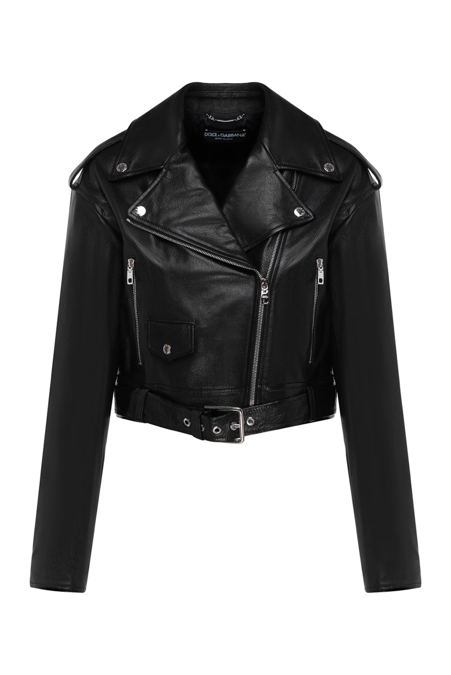 Dolce & Gabbana Jacket for women black leather jacket - asymmetrical design. 100% genuine leather. Closure: zipper. two side pockets. Country of manufacture: Italy. Care: specialized cleaning - photo 1