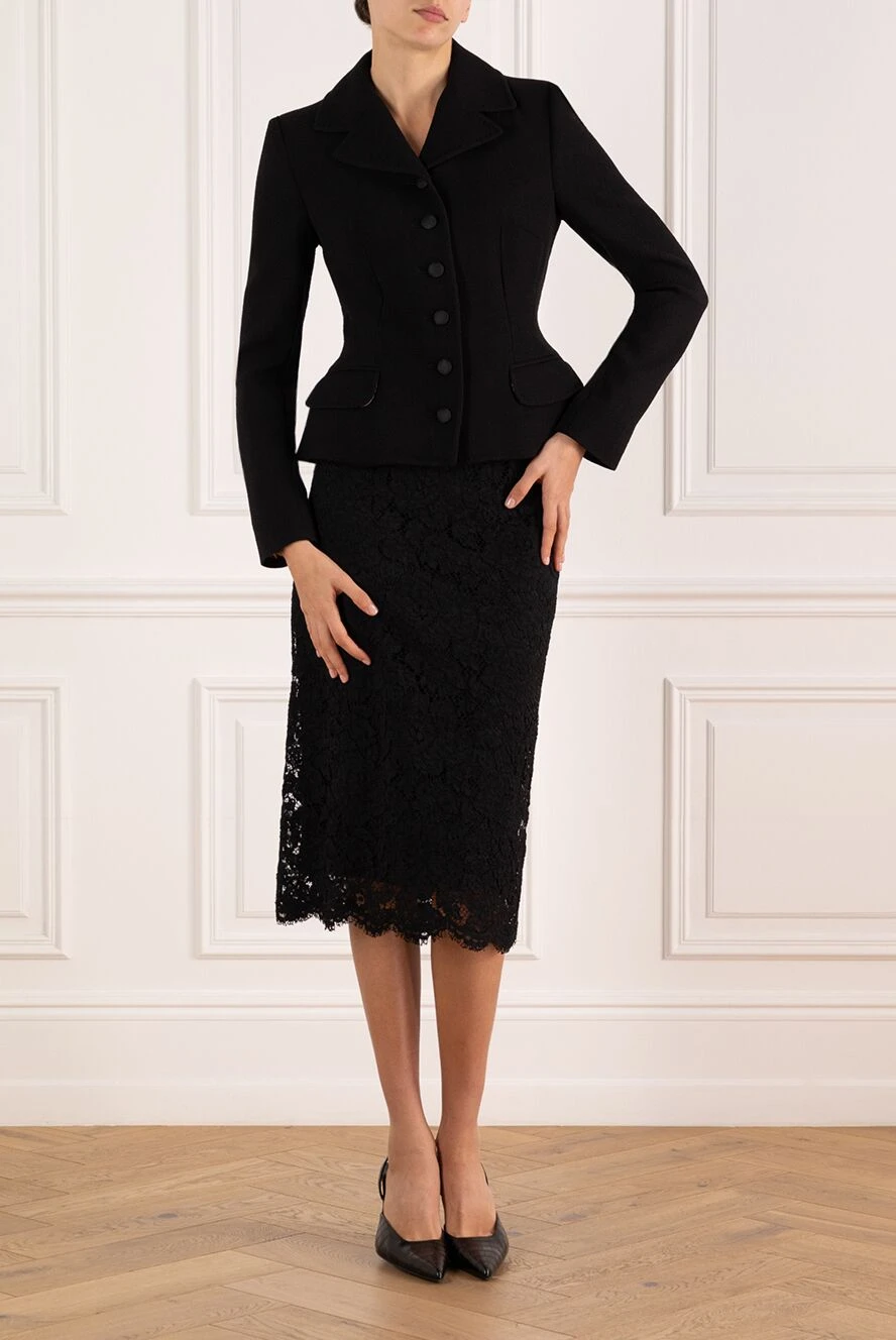 Dolce & Gabbana жакет жіночий чорний з вовни приталений 184878