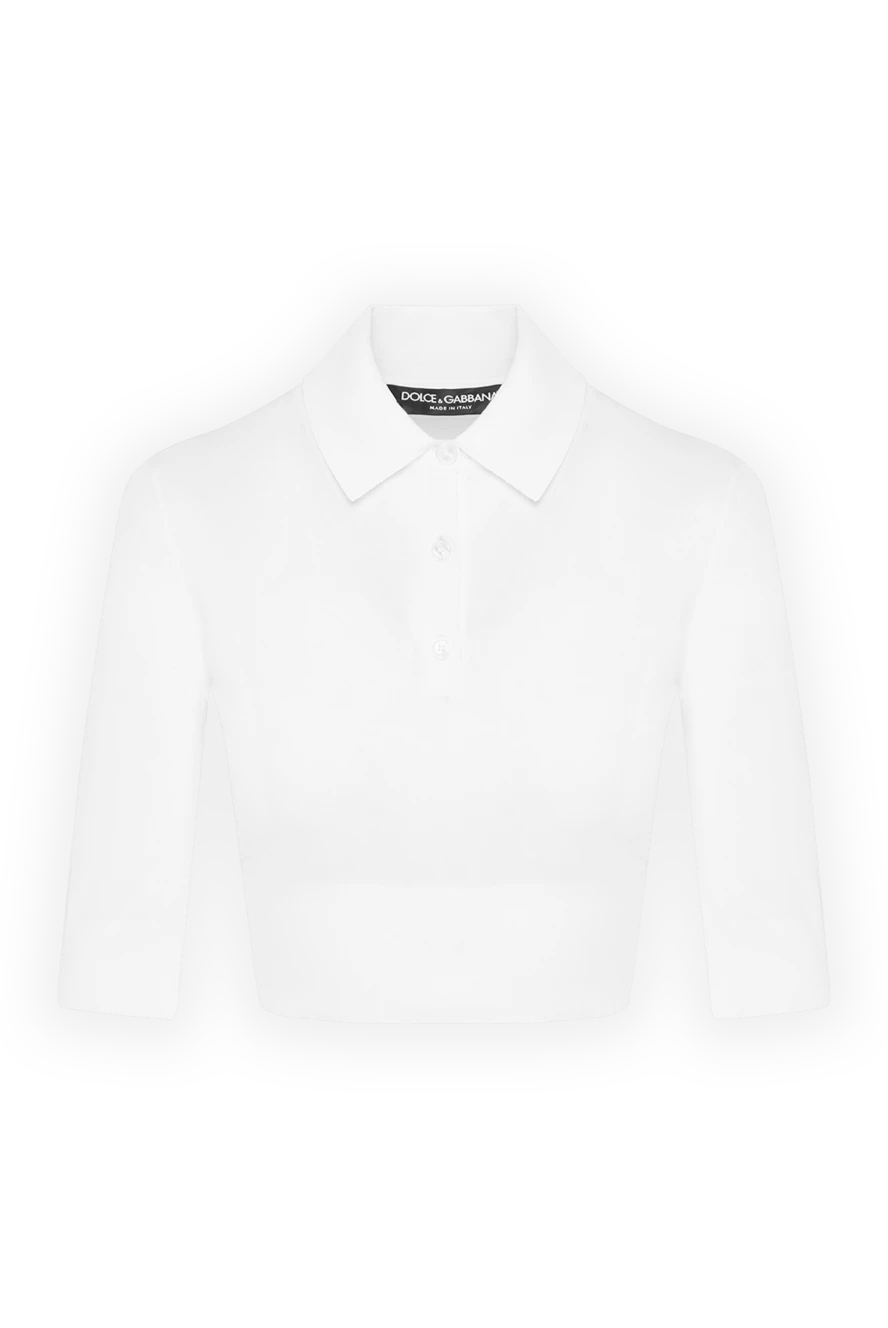 Dolce & Gabbana Women's white short polo - 58% viscose, 42% cotton. Closure: buttons. Country of manufacture: Italy. Care: specialized cleaning - photo 1