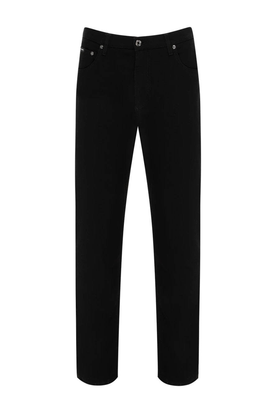 Dolce & Gabbana Men's black cotton jeans with logo - metal plate with DG logo. 98% cotton, 2% elastane. two side pockets, two back pockets. Country of manufacture: Italy. Care: specialized cleaning - photo 1