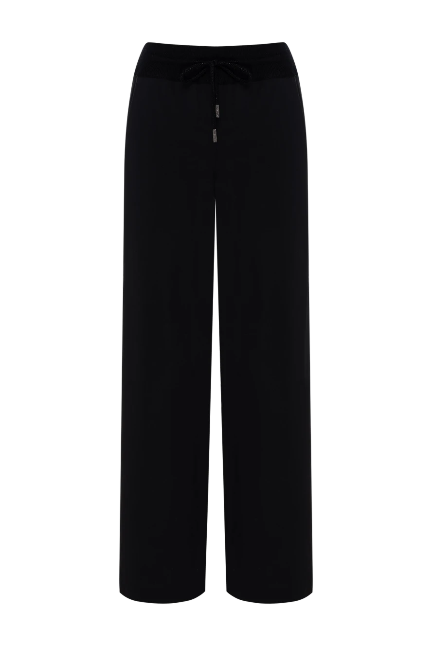 Panicale Pants with drawstrings for women black - 96% wool, 4% elastane. Closure: drawstring. two front pockets. Country of manufacture: Italy. Care: specialized cleaning - photo 1