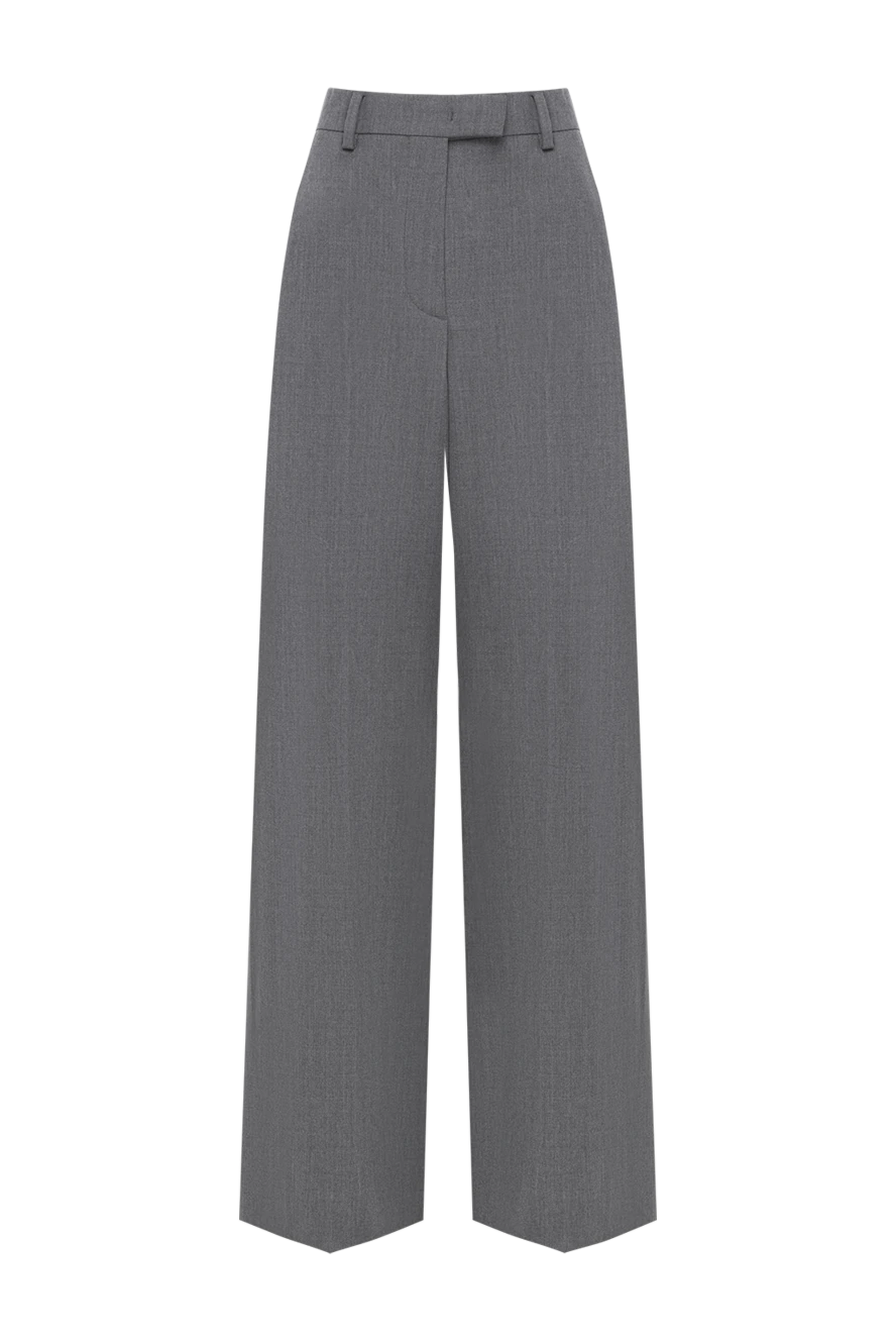 Valentino Women's gray wool pants - 98% wool, 2% elastane. Closure: button, zipper. two front pockets, two back pockets. Country of manufacture: Italy. Care: specialized cleaning - photo 1