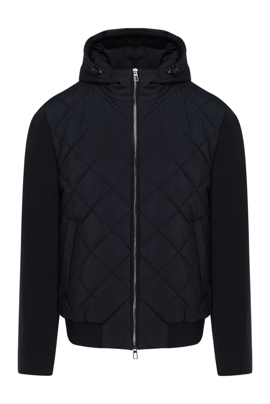 Loro Piana Men's blue jacket with hood - quilted fabric. hood. 100% polyester. Closure: zipper. two side pockets. Country of manufacture: Italy. Care: specialized cleaning - photo 1