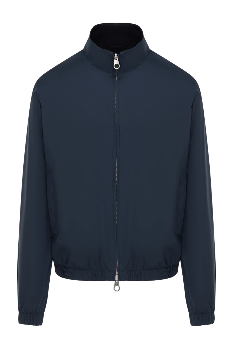 Loro Piana Men's blue nylon jacket with stand collar - stand collar. 100% nylon. Closure: zipper. two side pockets. Country of manufacture: Italy. Care: specialized cleaning - photo 1