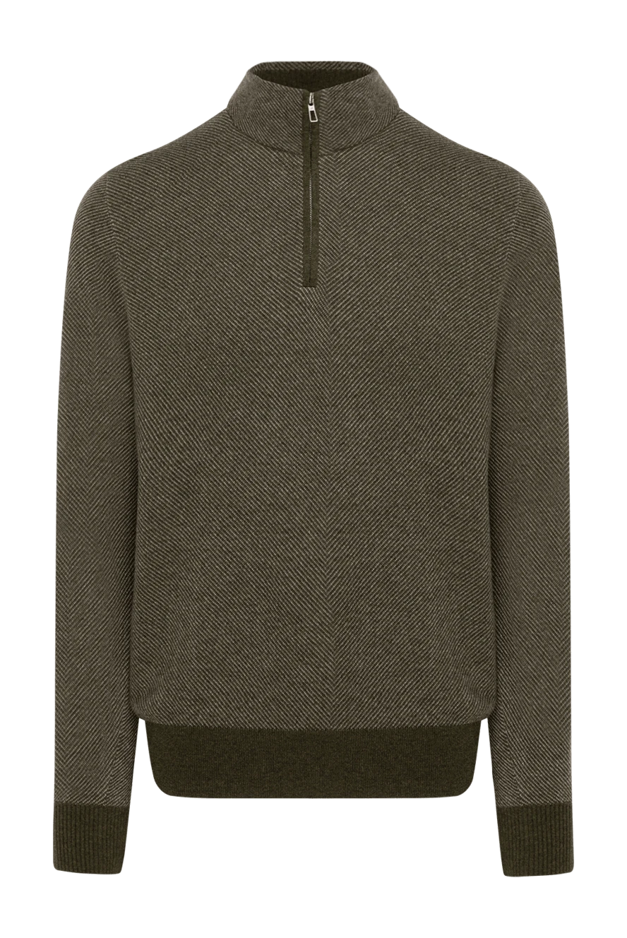 Loro Piana Troyer cashmere men's green with zipper - 100% cashmere. Closure: zipper. Country of manufacture: Italy. Care: specialized cleaning - photo 1