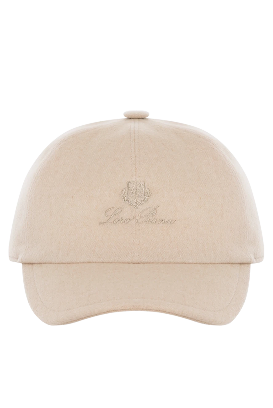 Loro Piana Men's beige cashmere baseball cap with logo - brand logo. 100% cashmere. Country of manufacture: Italy. Care: specialized cleaning - photo 1