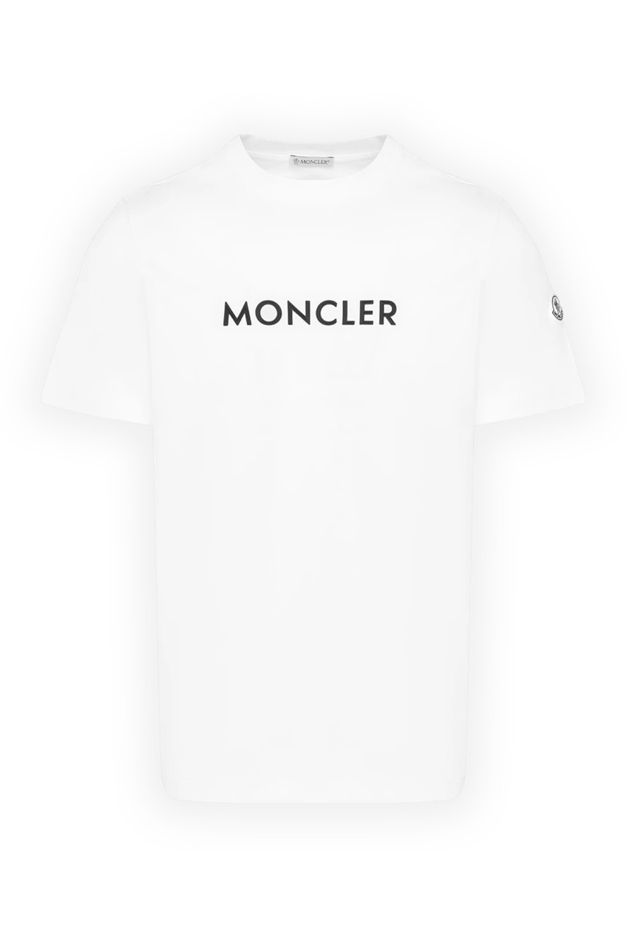 Moncler Футболка мужская белая с логотипом - логотип бренда. 100% хлопок. Страна производитель: Италия. Уход: специализированная чистка - фото 1