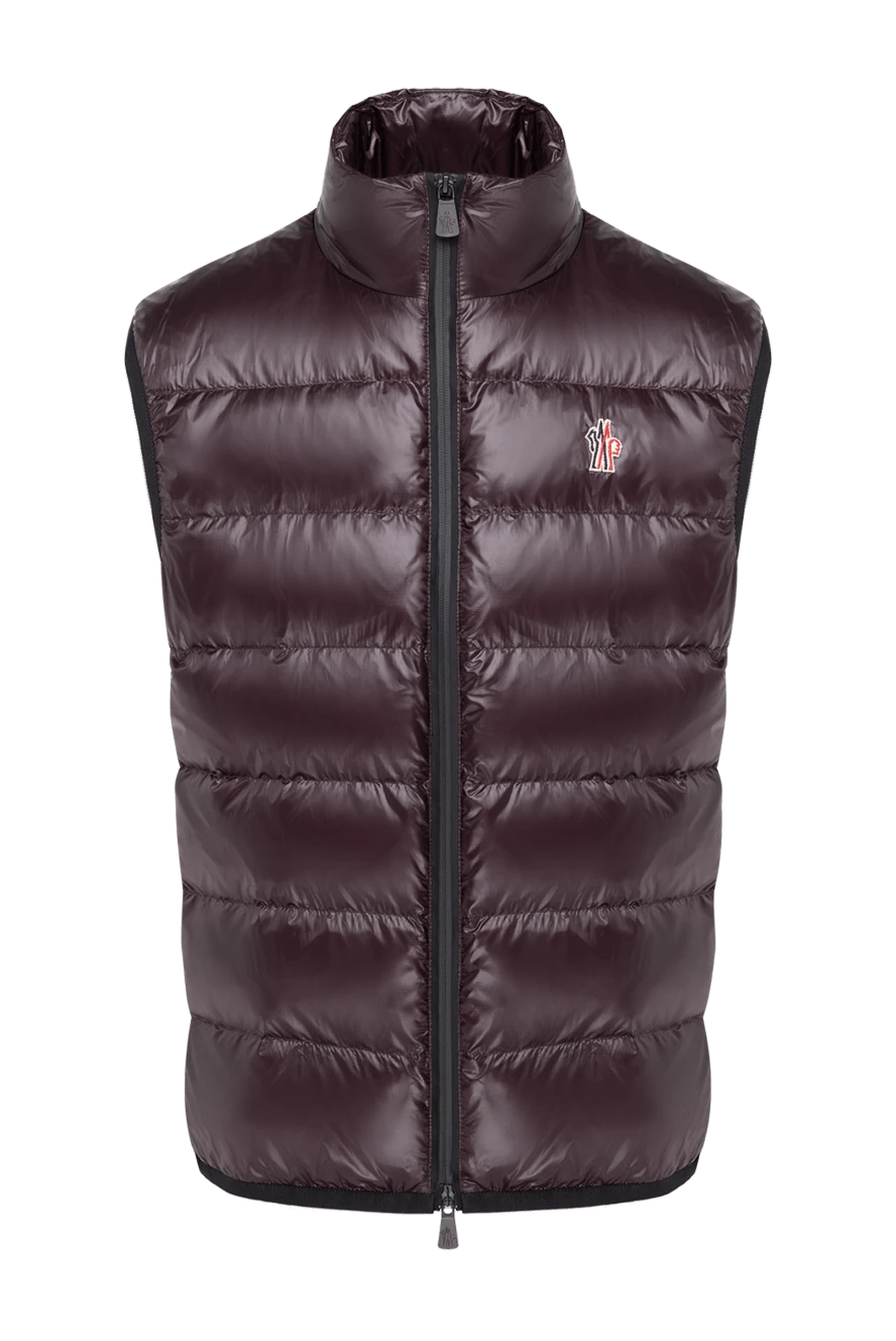 Moncler Men's warm vest burgundy - brand logo. 100% polyamide. Closure: zipper. two side pockets. Country of manufacture: Italy. Care: specialized cleaning - photo 1