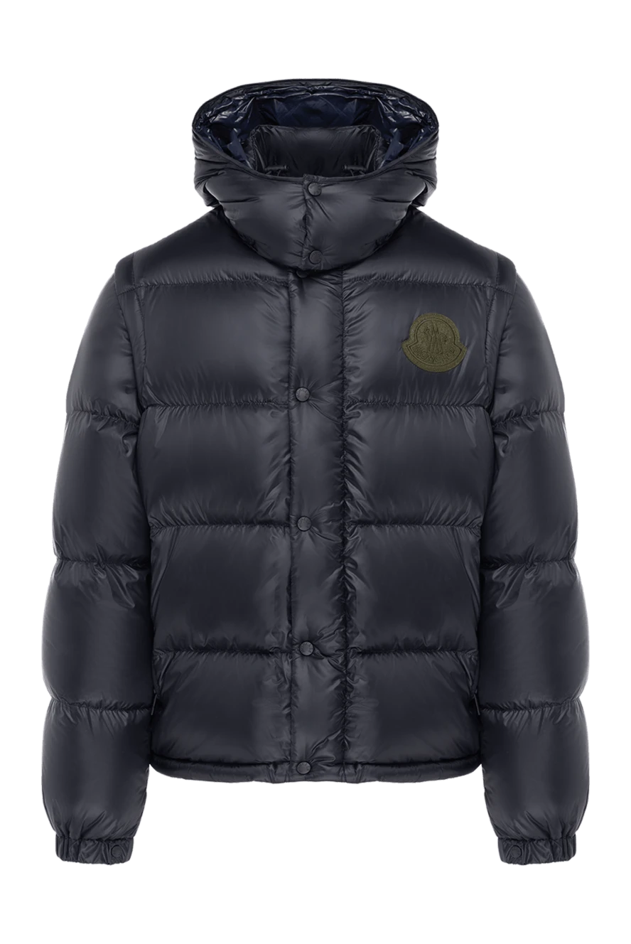 Moncler Men's black padded jacket with logo - brand logo. hood. 100% polyamide. zipper, buttons. two side pockets. Country of manufacture: Italy. Care: specialized cleaning - photo 1