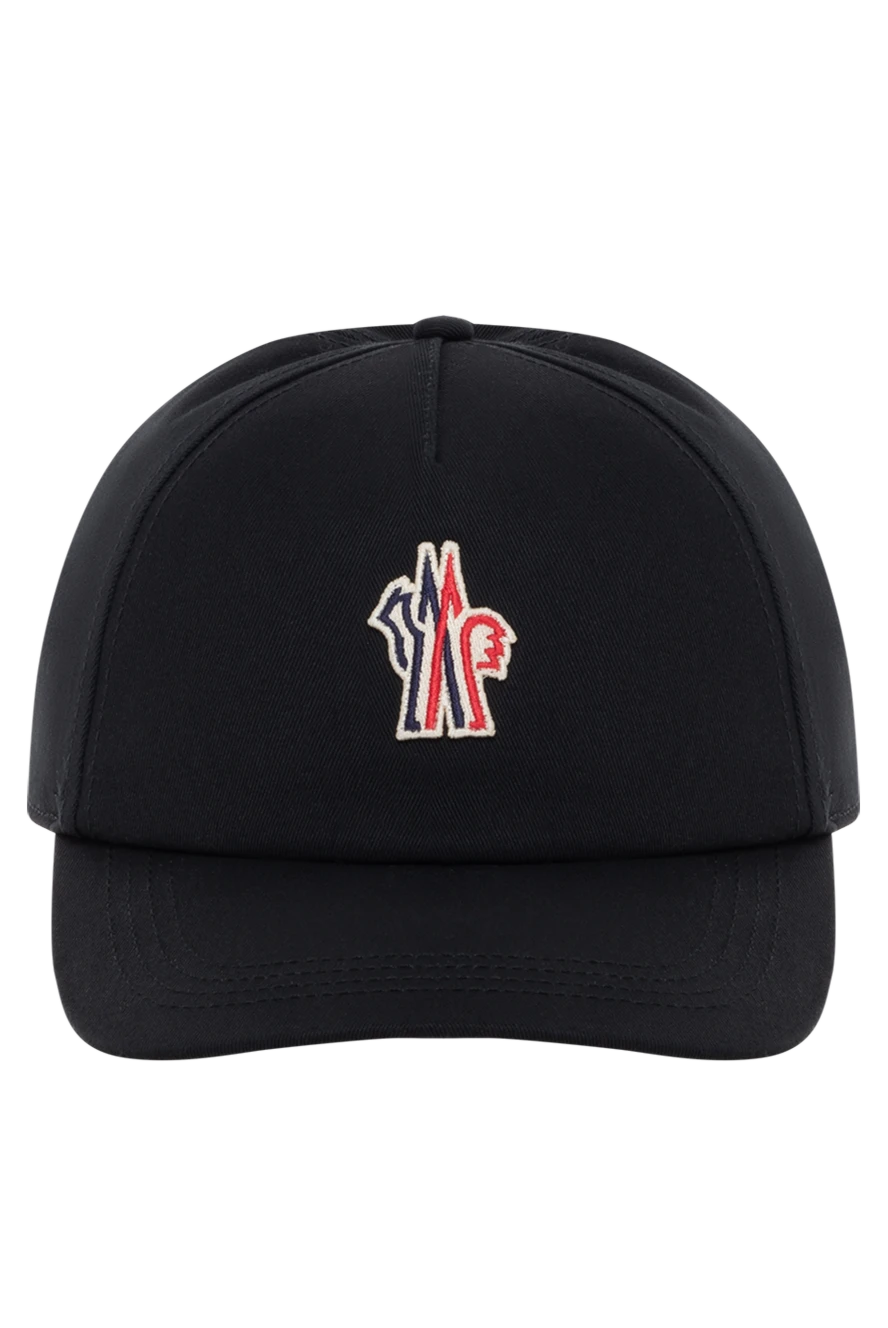 Moncler Men's black cotton baseball cap with logo - brand logo. 100% cotton. Country of manufacture: Italy. Care: specialized cleaning - photo 1