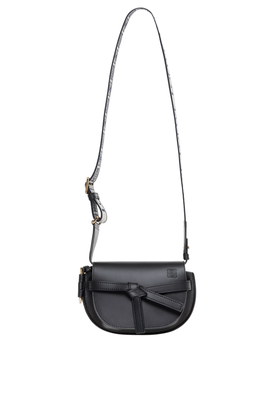 Loewe Mini Gate Dual bag in soft calfskin and jacquard black - logo of the brand. 100% soft calfskin/jacquard. Size: 12.5 x 21 x 9.5cm. Belt length: 84 - 126 cm. Country of manufacture: Italy. Care: specialized cleaning - photo 1