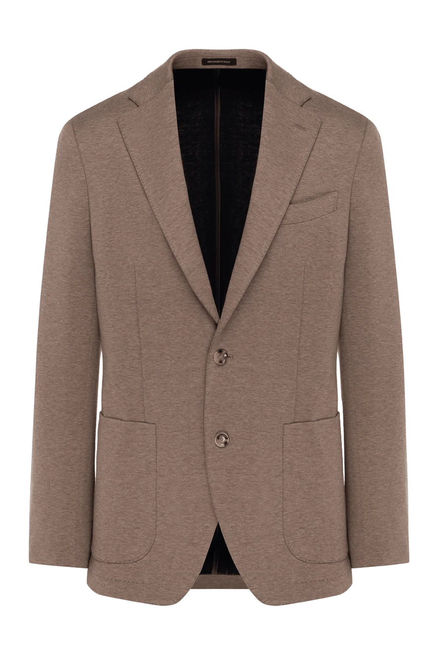 Sartoria Latorre Cotton jacket for men, beige, single-breasted - 98% cotton, 2% nylon. Closure: buttons. two side pockets, one chest pocket. Country of manufacture: Italy. Care: specialized cleaning - photo 1