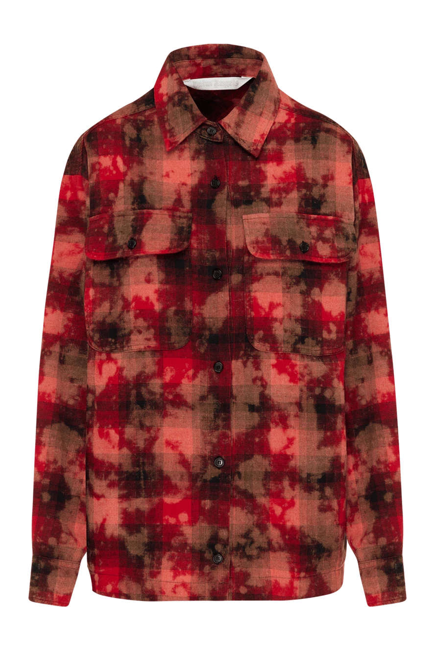 Palm Angels Women's red and black checkered shirt with logo - brand logo, checkered pattern. 60% cotton, 40% polyester. Closure: buttons. two chest pockets. Country of manufacture: Italy. Care: specialized cleaning - photo 1