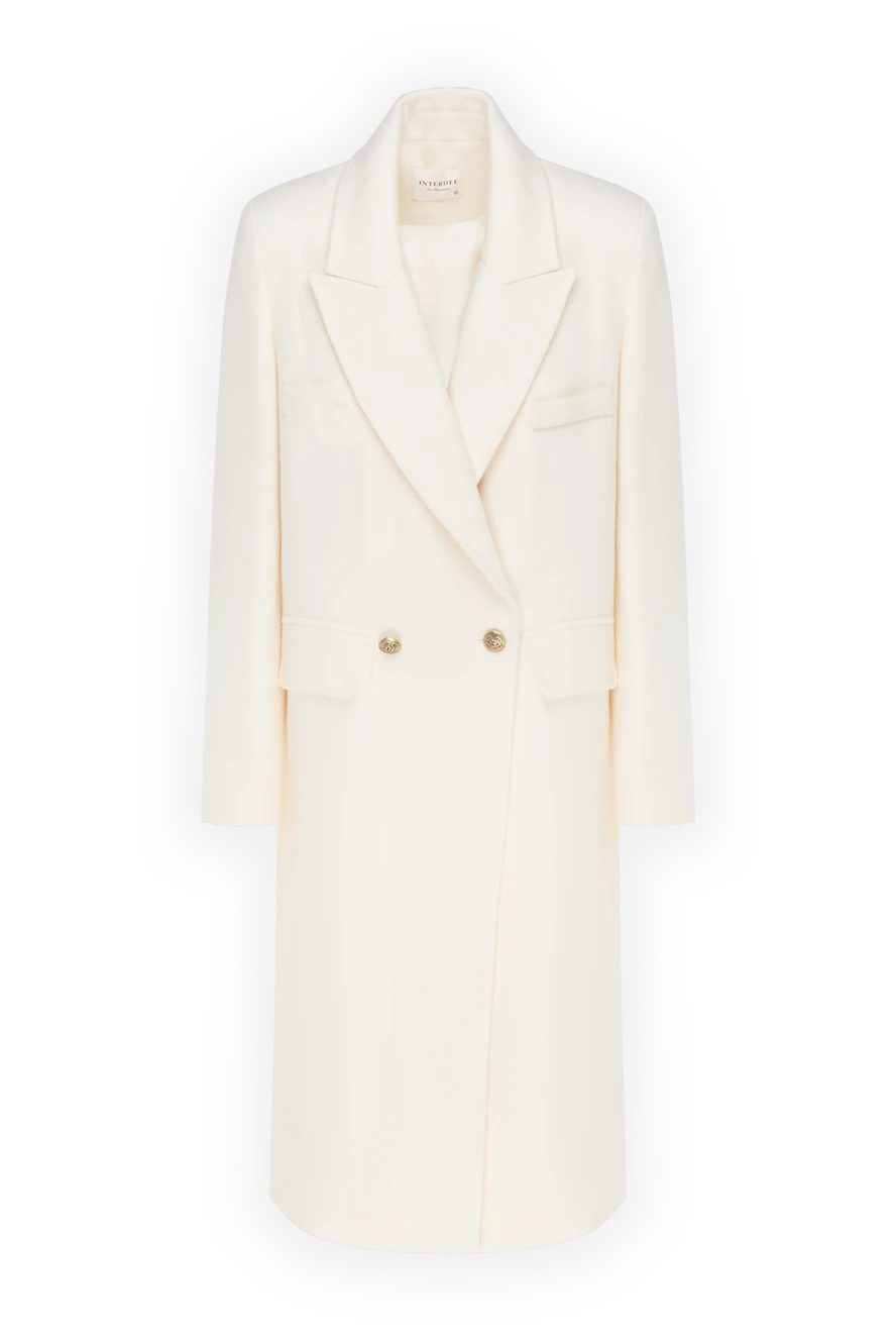 Interdee Women's long white wool coat - 100% wool. Closure: buttons. two side pockets, one chest pocket. Country of manufacture: Italy. Care: specialized cleaning - photo 1