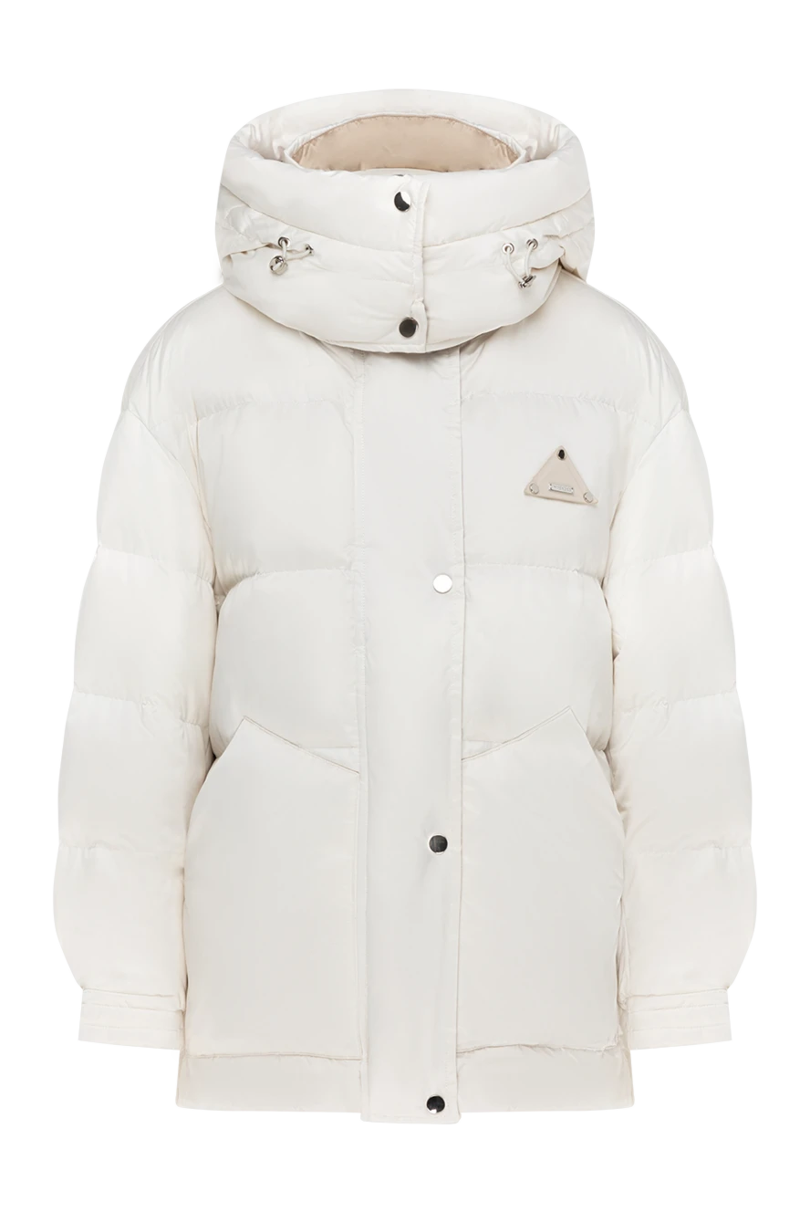 Interdee Women's white down jacket with hood - brand logo. hood. 100% polyester. zipper, buttons, drawstring. two side pockets. Country of manufacture: Italy. Care: specialized cleaning - photo 1