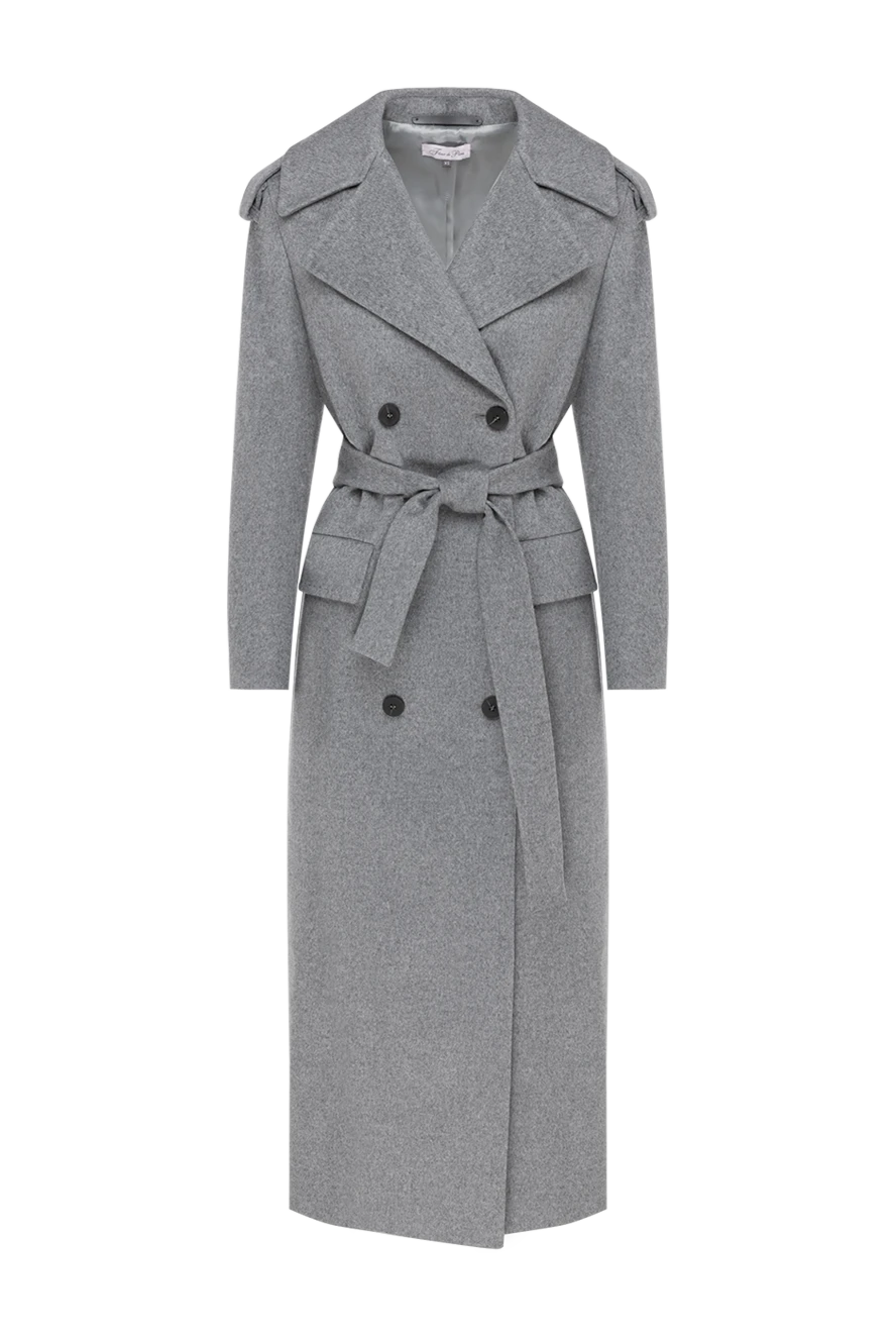 Fleur de Paris Women's double-breasted gray coat with belt - 98% wool, 2% polyamide. Closure: buttons. two side pockets. Country of manufacture: Italy. Care: specialized cleaning - photo 1