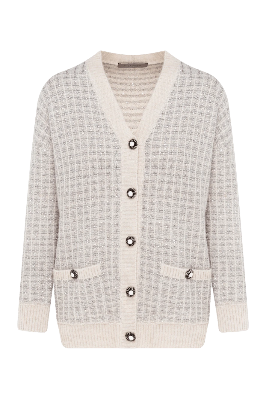 D.Exterior Women's checkered cardigan with buttons - check pattern. 37% polyamide, 34% wool, 29% cashmere. Closure: buttons. two side pockets. Country of manufacture: Italy. Care: specialized cleaning - photo 1