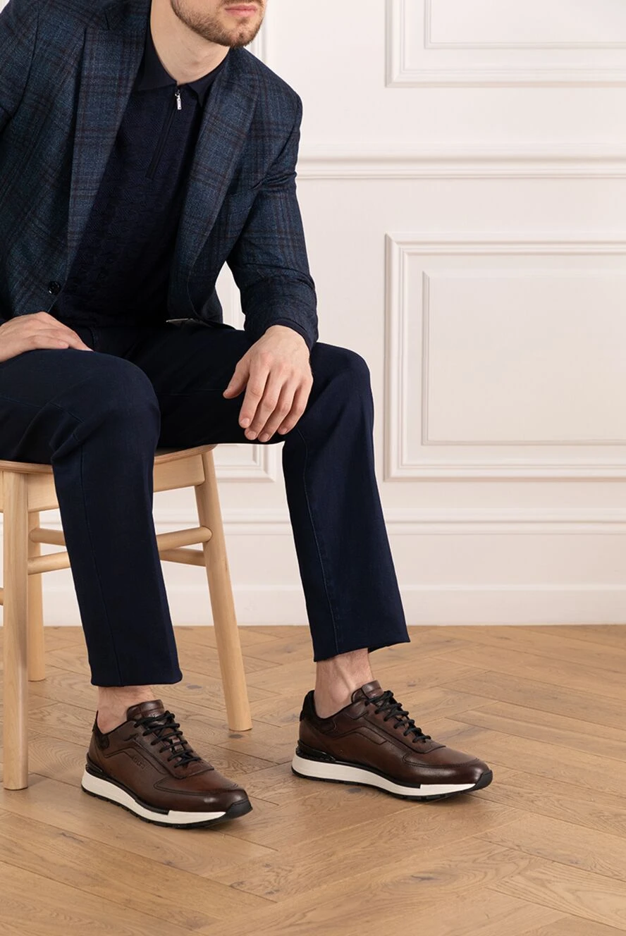 Berluti кожаные кроссовки fast track коричневые мужские кожаные