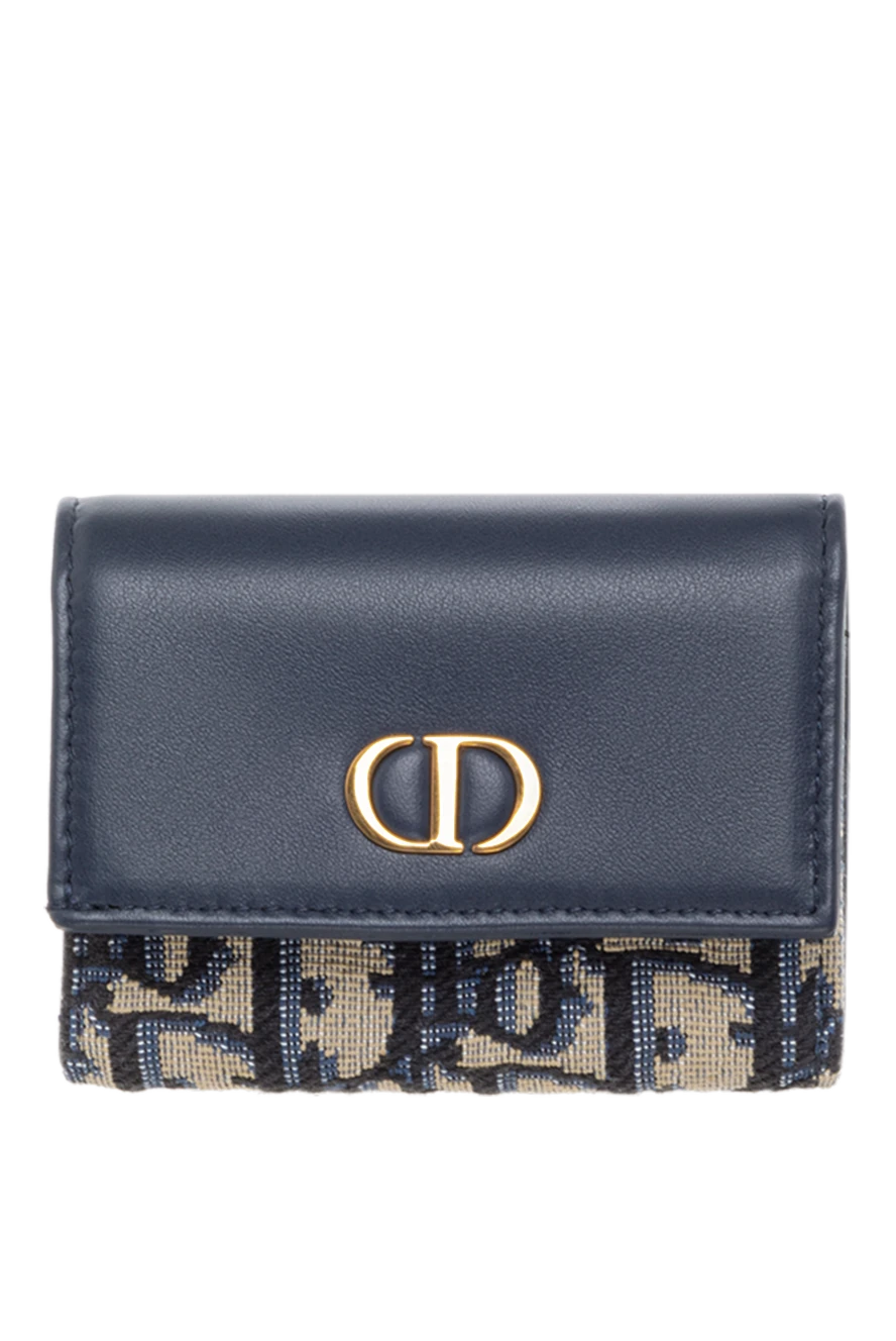 Dior Veronia wallet in blue jacquard and smooth calfskin - CD signature on front. cotton, calfskin and technical fabric. Size: 10 x 7.5 x 2 cm. button. Country of manufacture: Italy. Care: specialized cleaning - photo 1