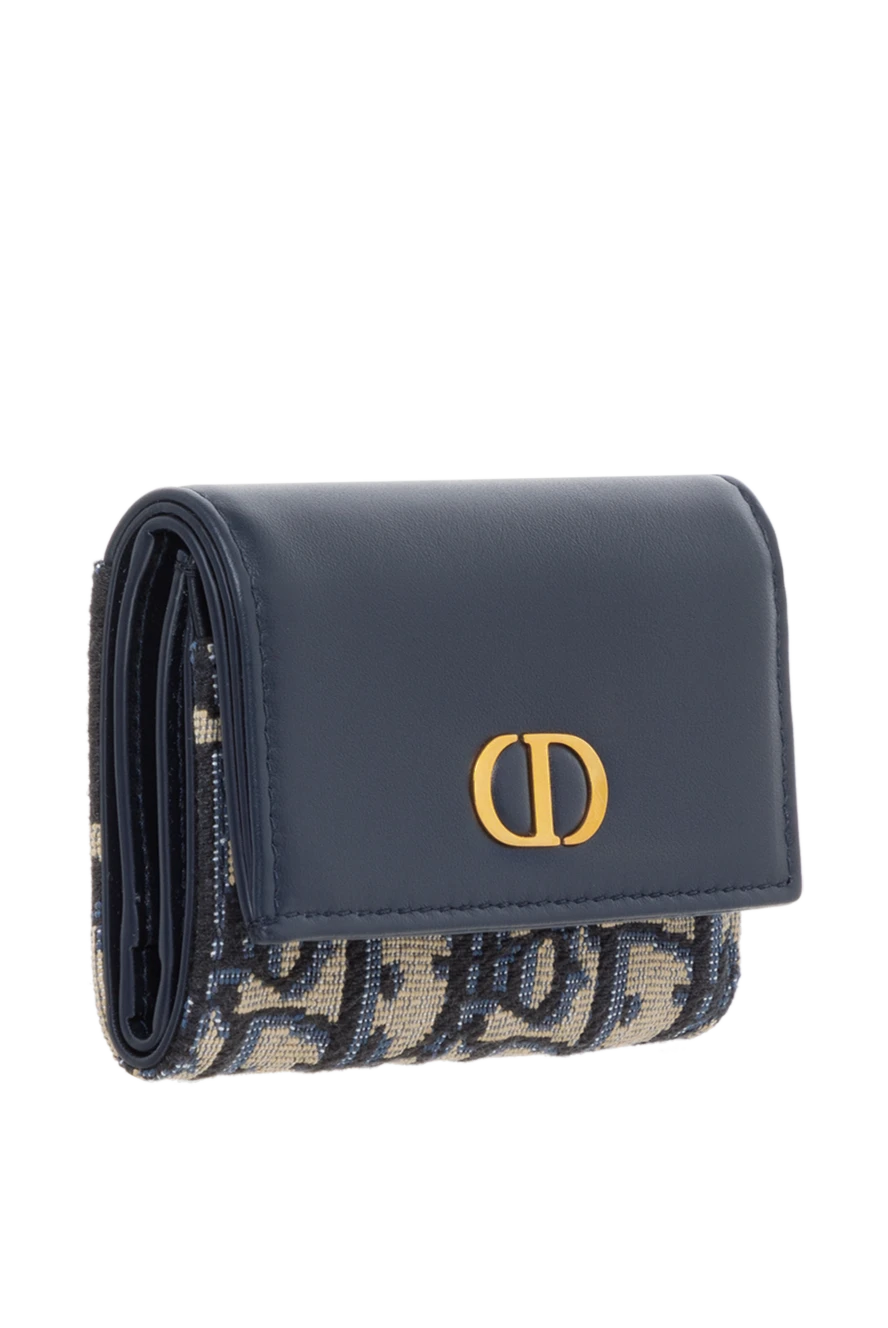 Dior гаманець veronia із синього жаккарда та гладкої телячої шкіри