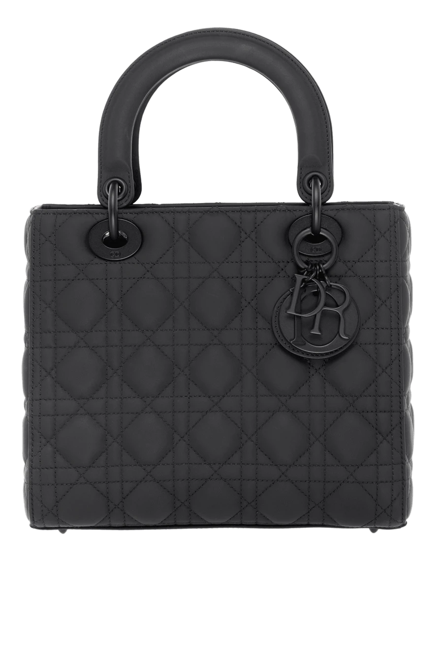 Dior Lady bag in ultra-matte black calfskin - brand logo, Cannage stitching. 100% genuine leather. Strap Length: Thin, adjustable and detachable shoulder strap.. internal zip pocket, large flat pocket.. Country of manufacture: Italy. Care: specialized cleaning - photo 1