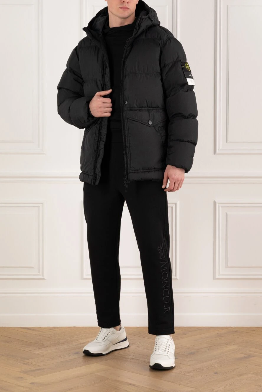 Winter Jacket Stone Island Fur Hood Stone Island Navy Fur Hooded