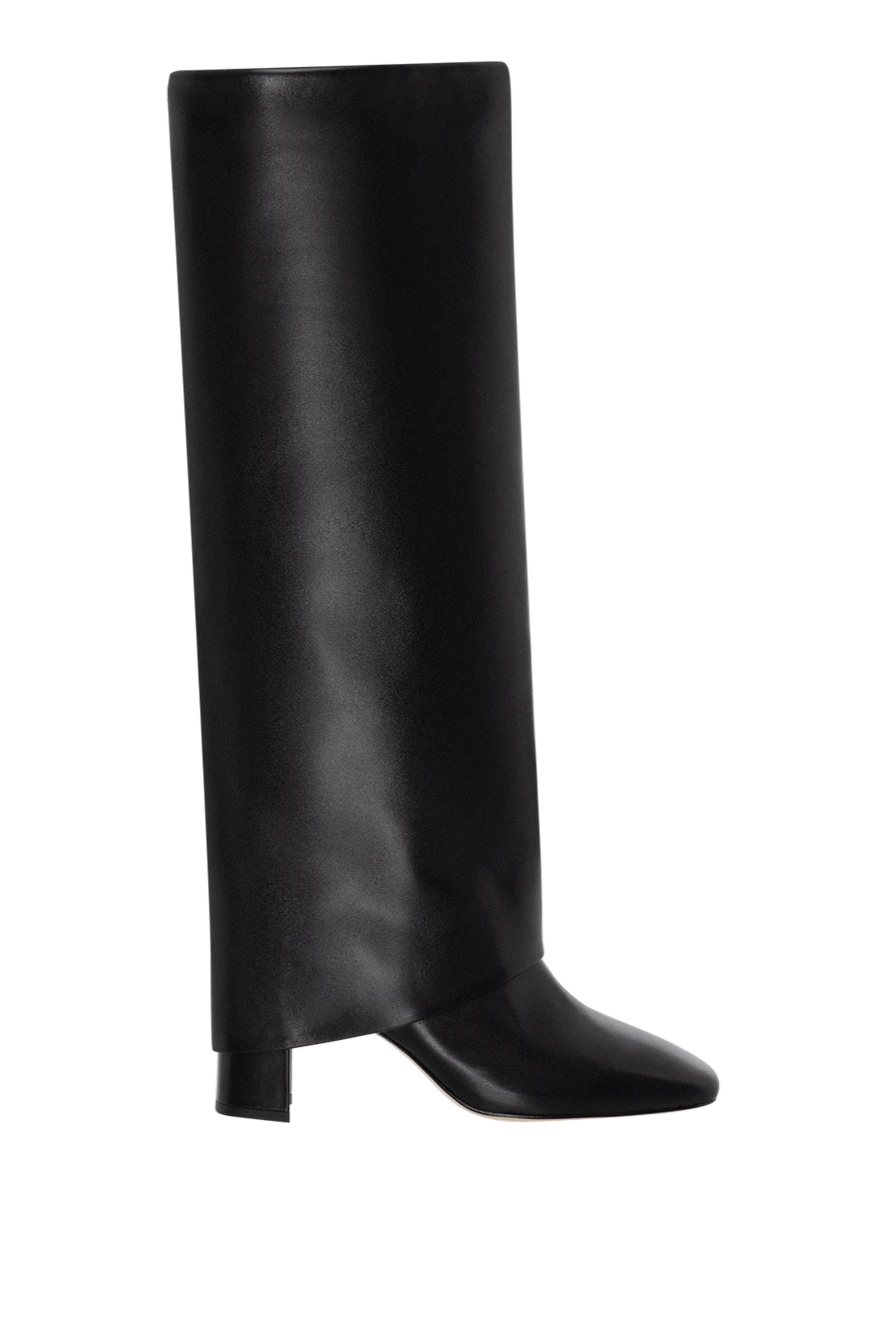 Fleur de Paris Black leather boots with an inside-out shaft - 100% genuine leather. Country of manufacture: Italy. Care: specialized cleaning - photo 1