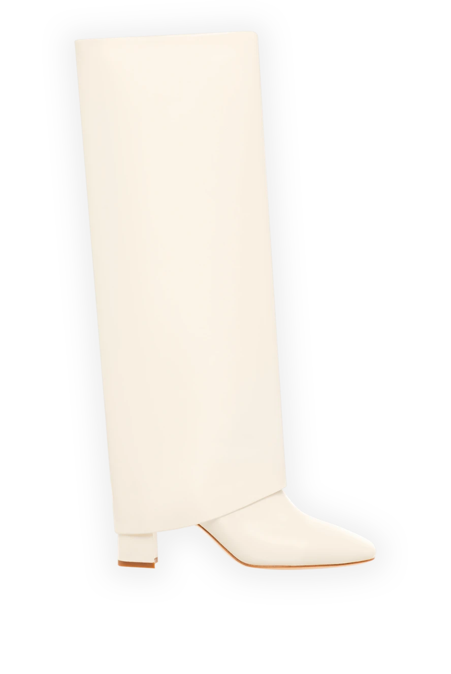 Fleur de Paris White leather boots with an inside-out shaft - 100% genuine leather. Country of manufacture: Italy. Care: specialized cleaning - photo 1