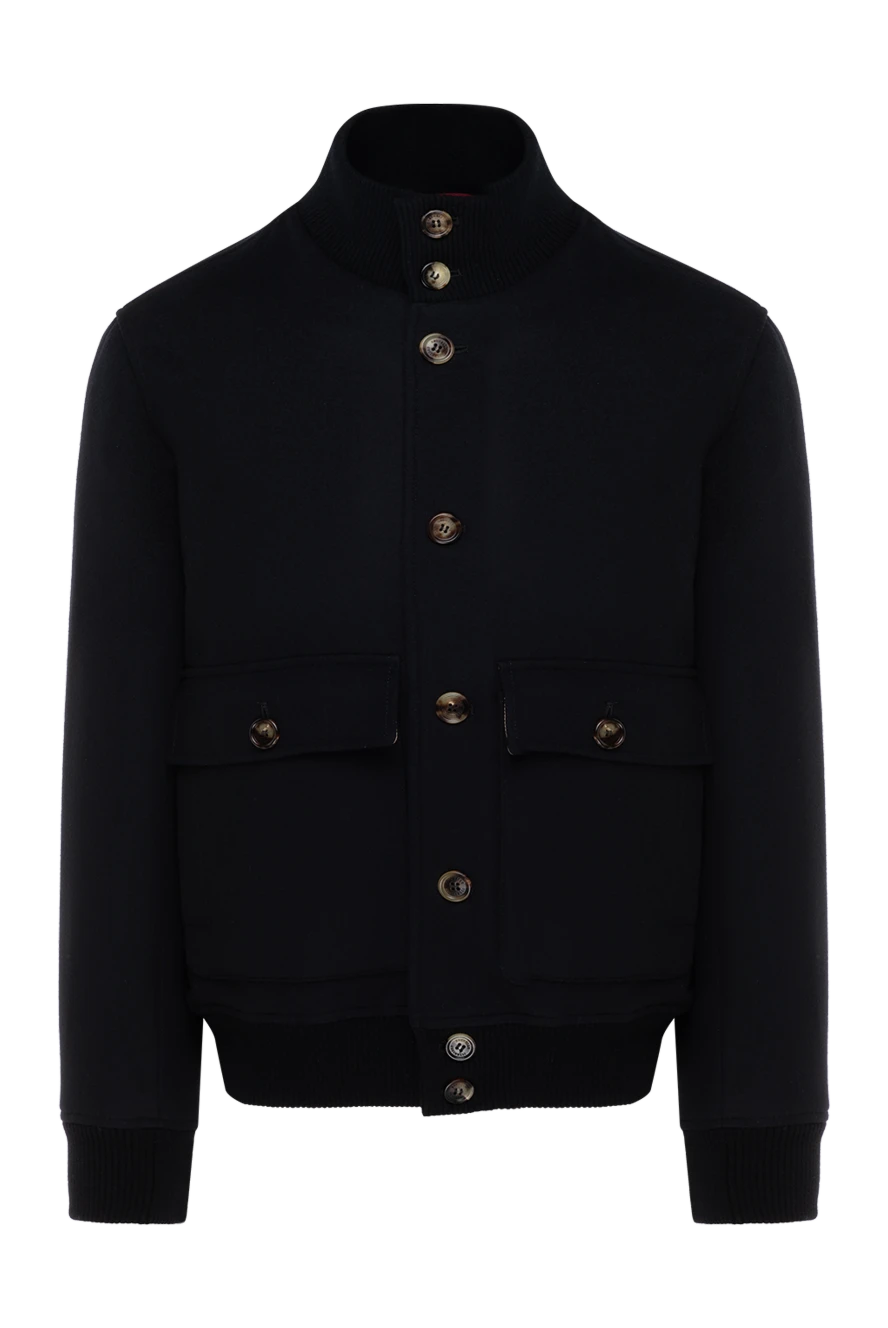 Brunello Cucinelli Куртка-бомбер из двойной шерстяной ворсовой ткани бобрик синяя - 100% шерсть. пуговицы. два боковых кармана. Страна производитель: Италия. Уход: специализированная чистка - фото 1