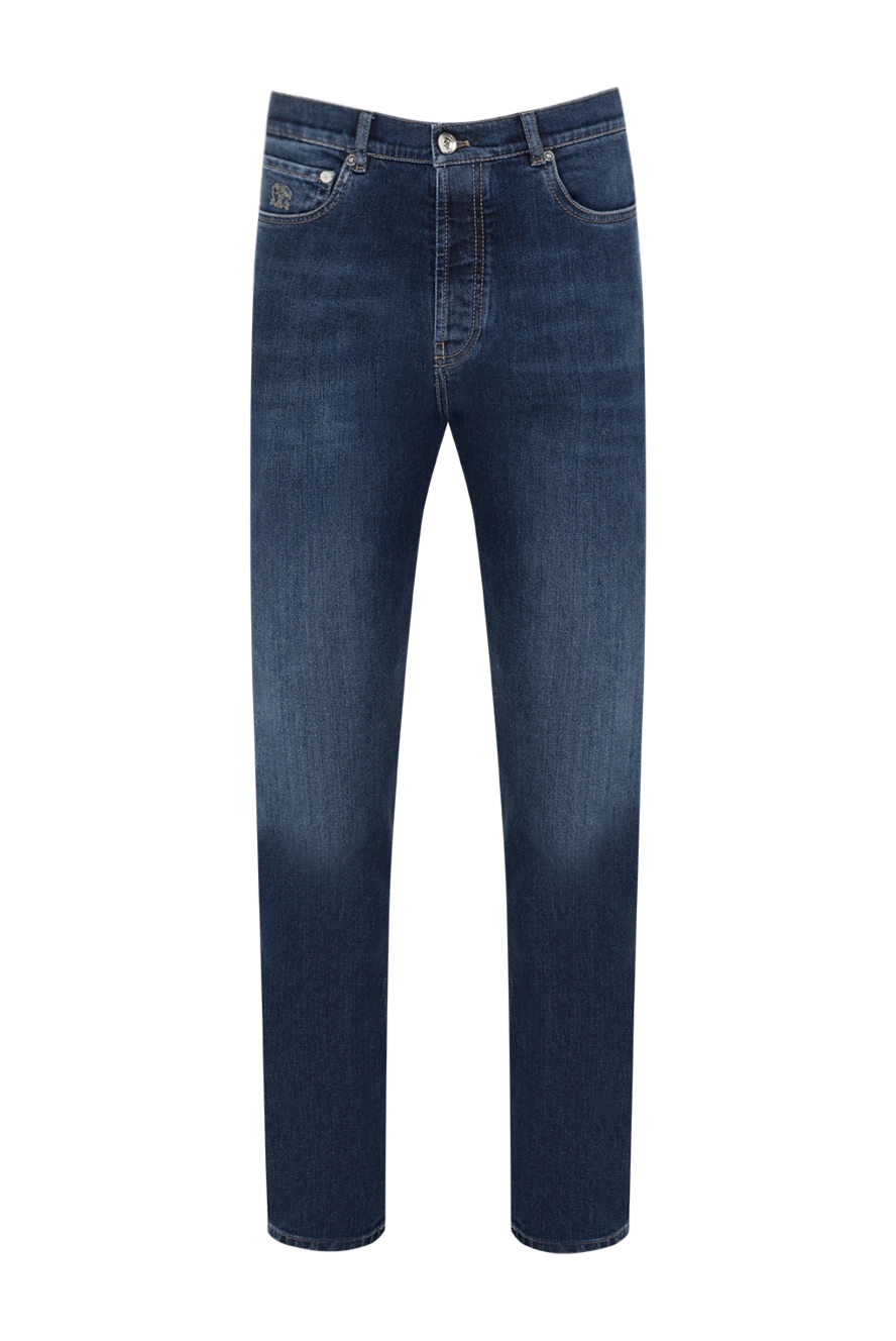 Brunello Cucinelli Men's blue distressed jeans - 98% cotton, 2% elastane. zipper, button. two side pockets, two back pockets. Country of manufacture: Italy. Care: specialized cleaning - photo 1