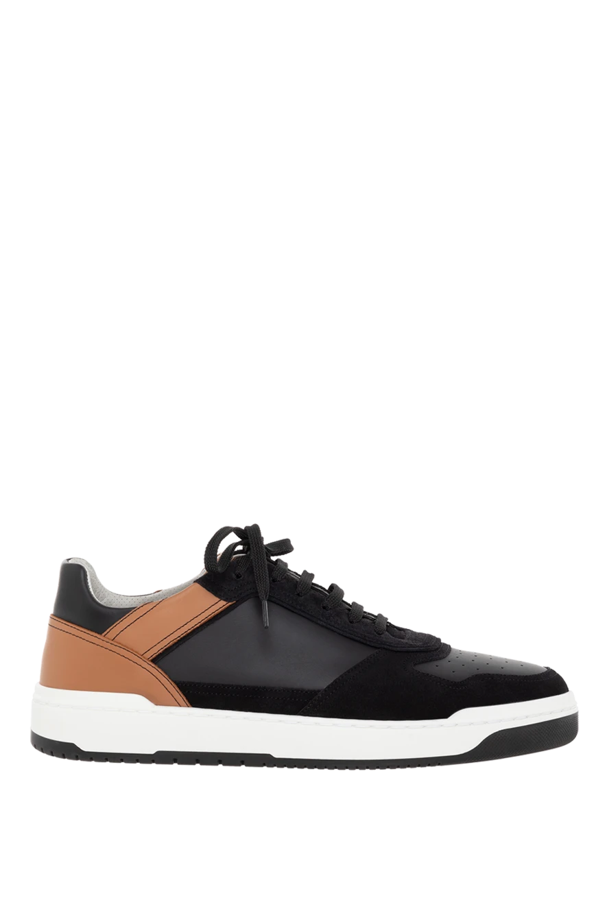Brunello Cucinelli Basket sneakers in semi-gloss calfskin and washed suede - contrasting inserts . 100% genuine leather. Closure: lace. rubber. Country of manufacture: Italy. Care: specialized cleaning - photo 1