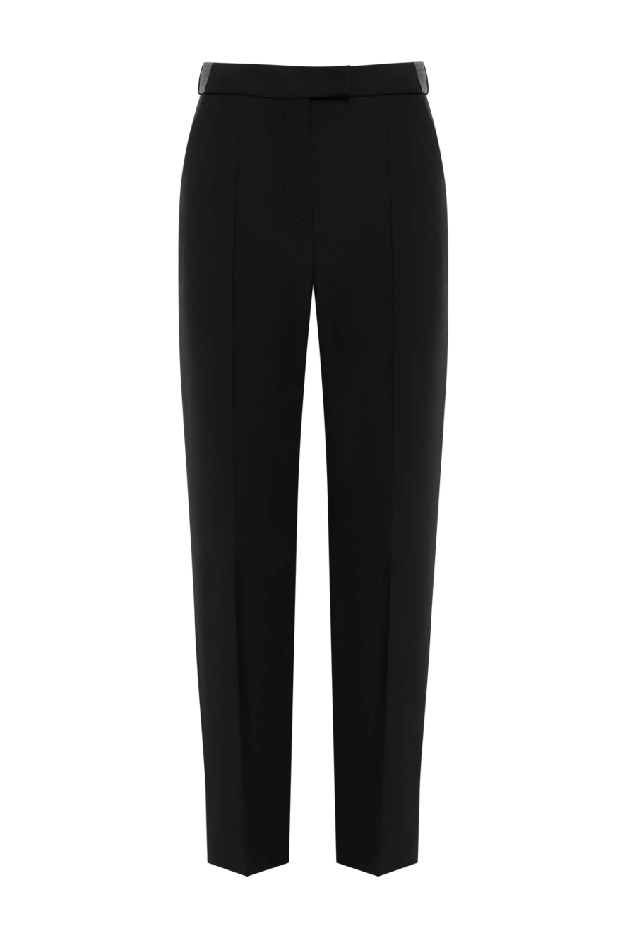 Brunello Cucinelli Women's black wool trousers - 95% wool,. buttons, zipper. two side pockets, two back pockets. Country of manufacture: Italy. Care: specialized cleaning - photo 1