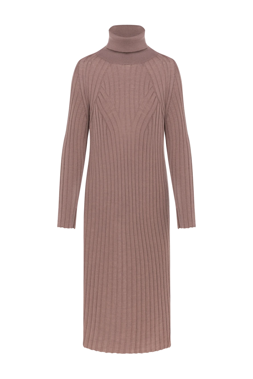 Panicale Brown ribbed knit dress - ribbed pattern. 75% wool, 25% silk. Country of manufacture: Italy. Care: specialized cleaning - photo 1