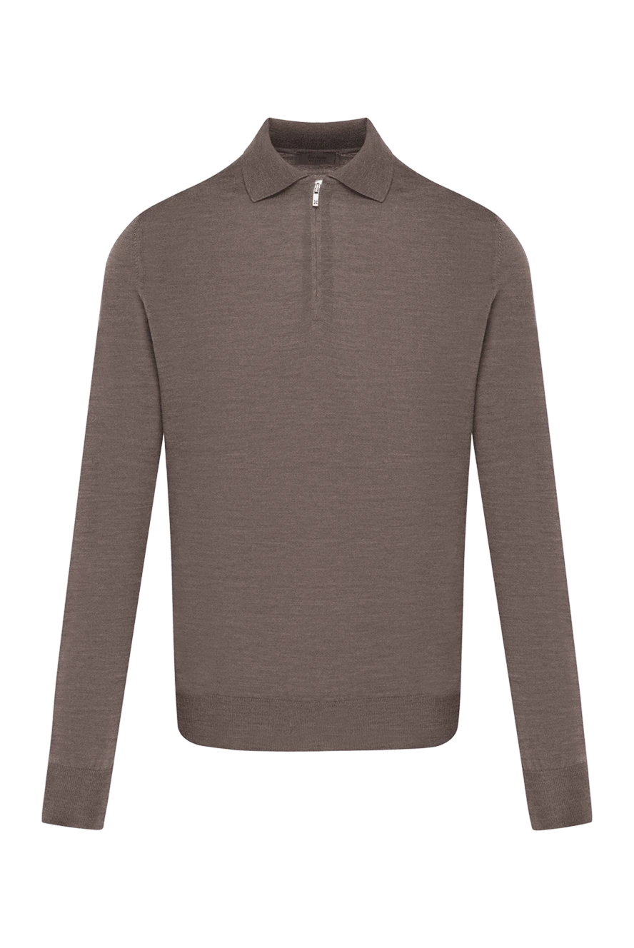 Ferrante Men's brown wool long sleeve polo - 100% wool. Closure: zipper. Country of manufacture: Italy. Care: specialized cleaning - photo 1