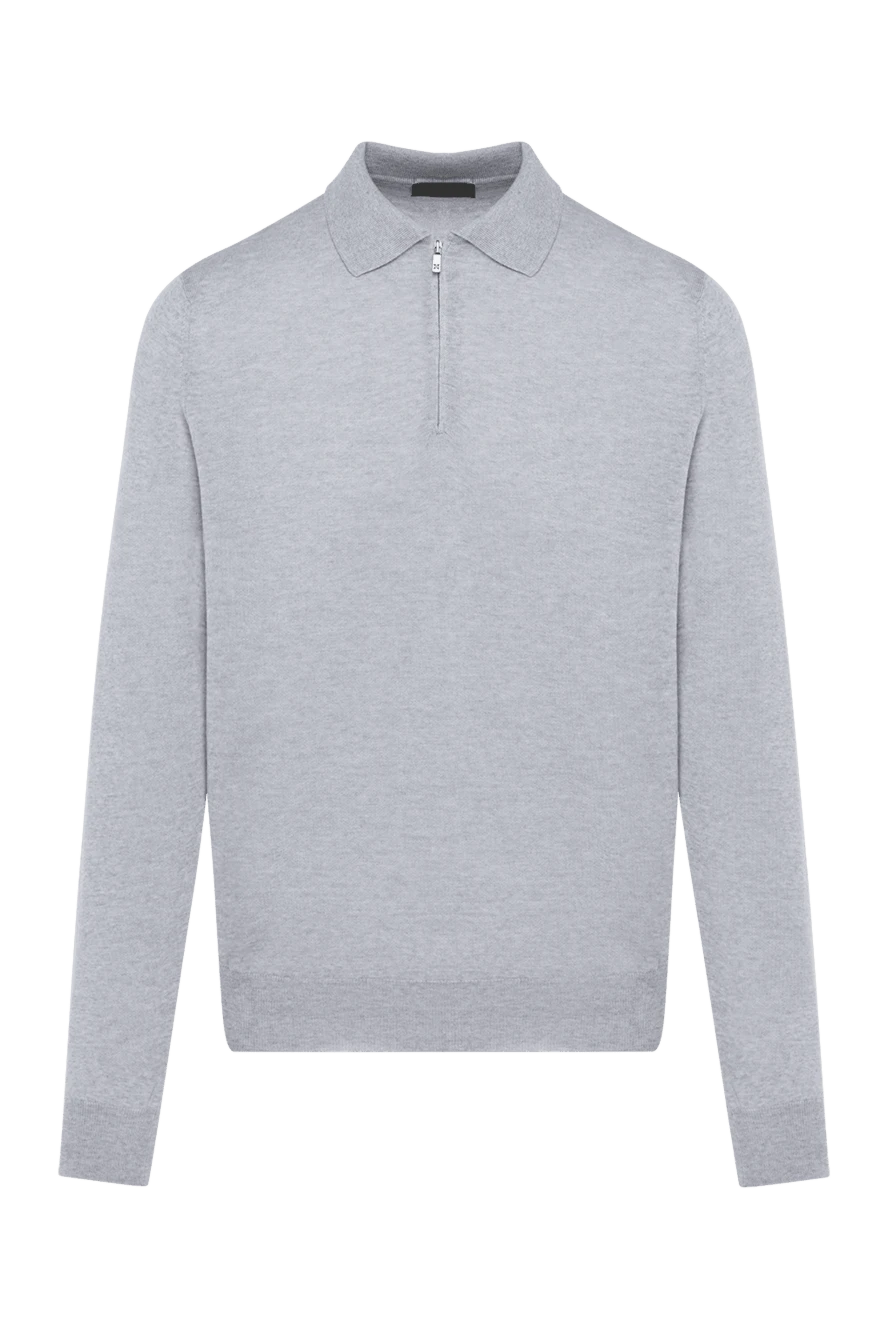 Ferrante Men's gray wool long sleeve polo - 100% wool. Closure: zipper. Country of manufacture: Italy. Care: specialized cleaning - photo 1