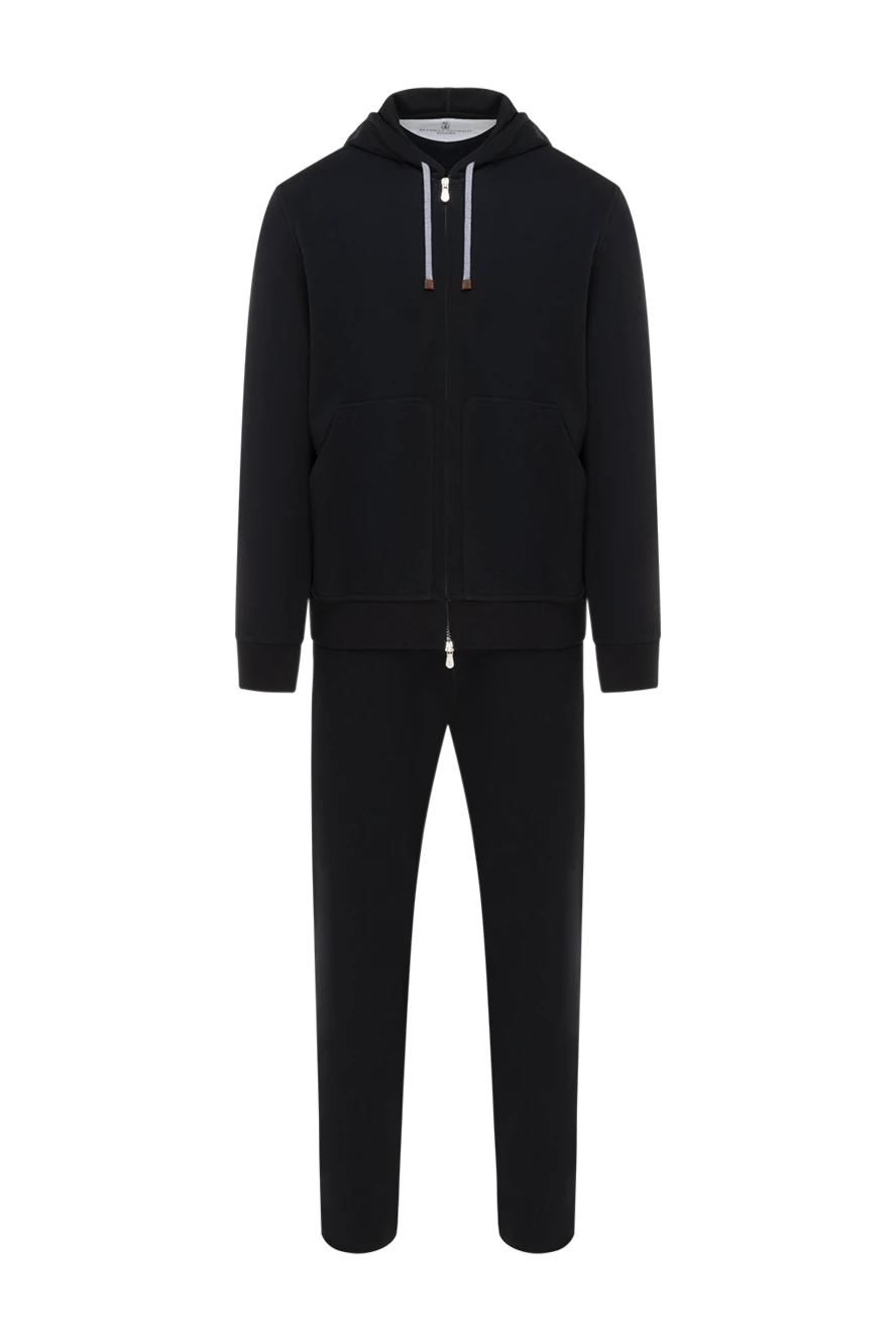 Brunello Cucinelli Men's sports suit black with hood - hood. 93% cotton, 7% polyamide. Closure: drawstring. two side pockets. Country of manufacture: Italy. Care: specialized cleaning - photo 1