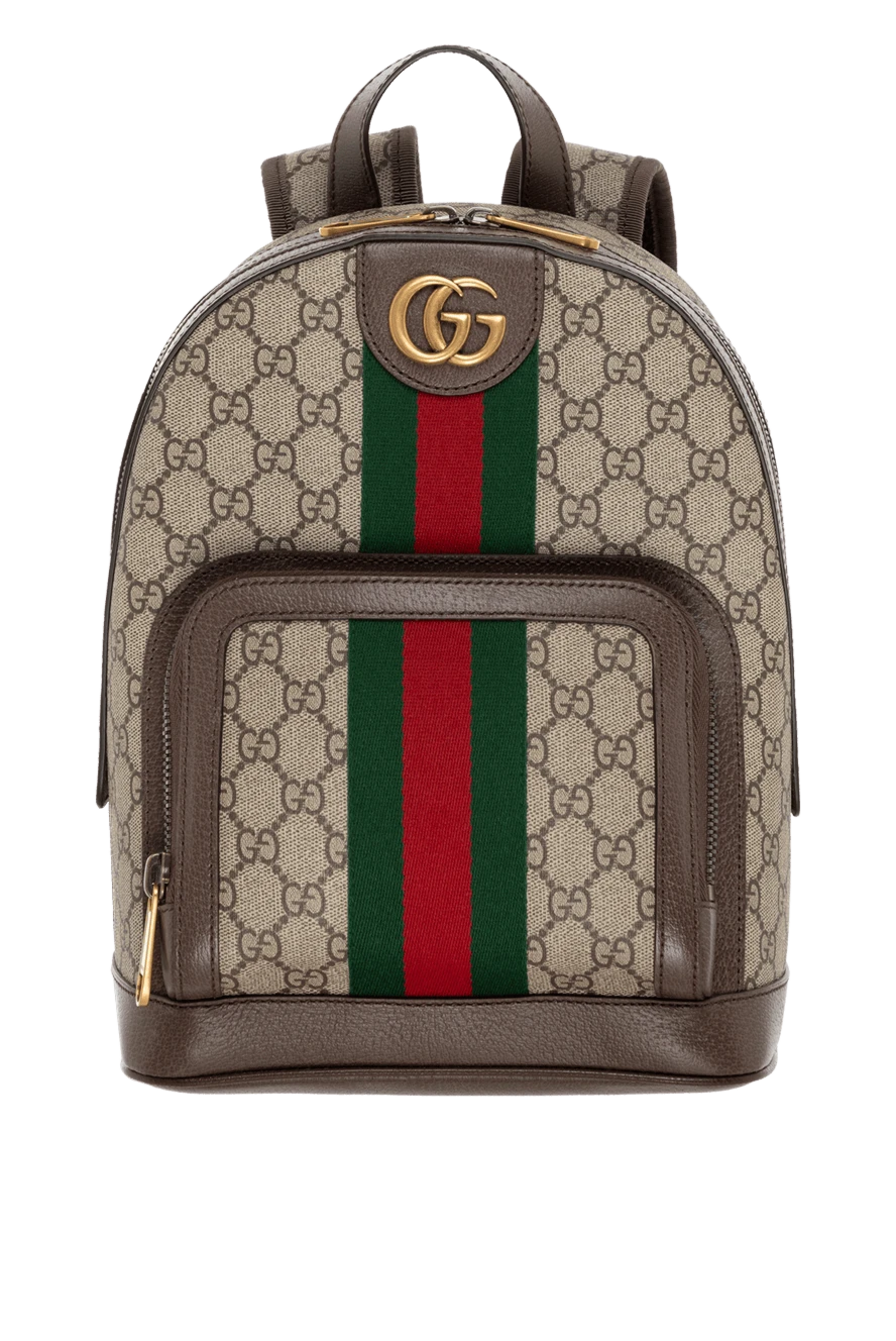 Gucci Рюкзак Ophidia GG маленького размера - красно-зеленая лента Web. 60% полиуретан, 20% хлопок, 20% полиэстер. молния. Размер: Ш 22 х В 29 х Г 15 см. карман на молнии спереди, внутренний карман на молнии. Страна производитель: Италия. Уход: специализированная чистка - фото 1