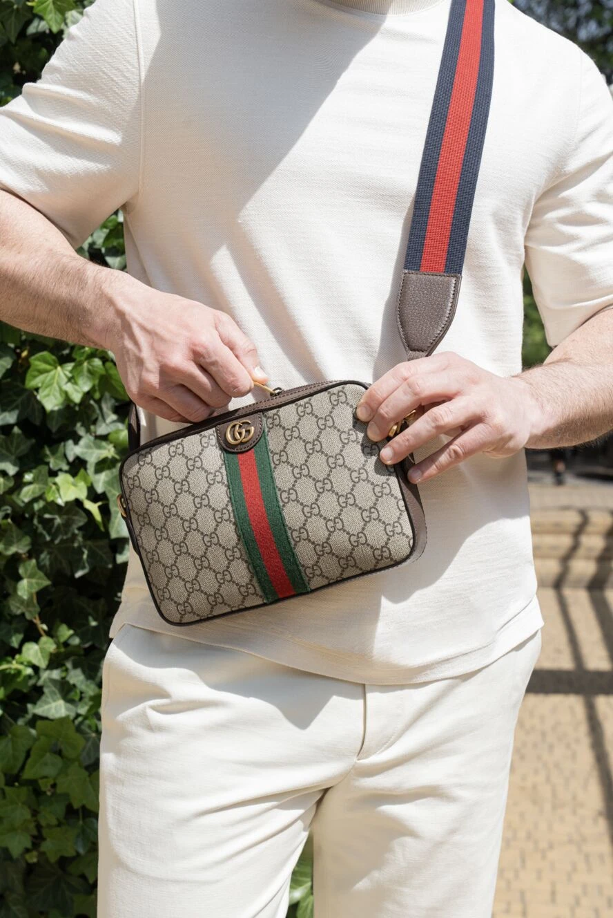 Gucci small ophidia shoulder bag beige 185226 — Men shoulder bag